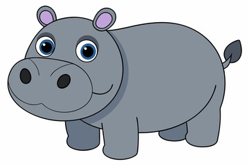 Funny Hippo Vector Illustration Cartoons, Clipart, Line Art Design on White Background, Playful funny hippo vector illustration on a white background - perfect for fun designs