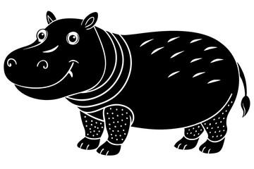 Funny Hippo Vector Illustration Cartoons, Clipart, Line Art Design on White Background, Playful funny hippo vector illustration on a white background - perfect for fun designs