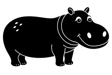 Funny Hippo Vector Illustration Cartoons, Clipart, Line Art Design on White Background, Playful funny hippo vector illustration on a white background - perfect for fun designs