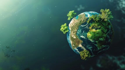 World globe planet earth background banner sustainable environment ecology nature regeneration eco friendly green energy care for nature esg concept 