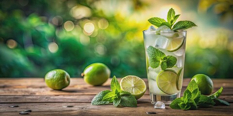Refreshing mojito cocktail with lime garnish on a summer day, mojito, cocktail, lime, drink, refreshment, summer, beverage, alcohol, mint