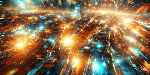 Fototapeta premium smart city and wireless communication network, internet of things. - Generative AI