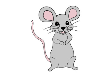 vector illustration of cute mouse, animals, pets