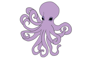 vector illustration of octopus, sea animals, aquatic