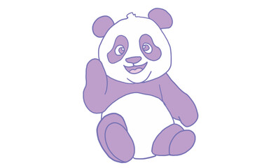 Fototapeta premium vector illustration of cute lilac panda, china, zoo