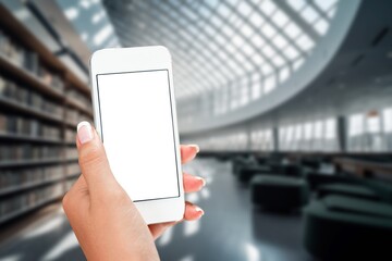 Hand hold cell phone with blank screen