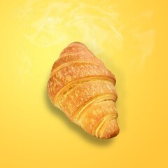 A croissant, tasty delicious sweet pastry baked in oven