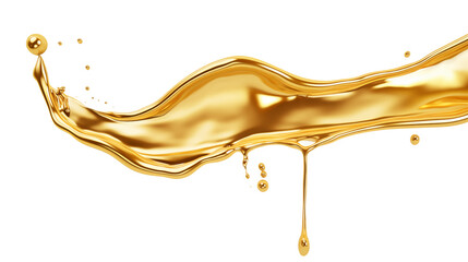 melted gold dripping isolated on transparent white background, clipping path