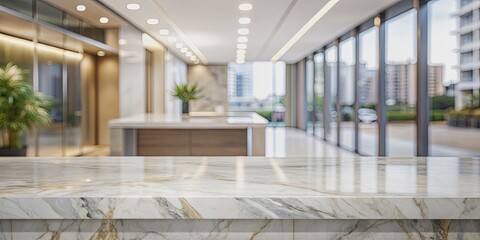 Obraz premium Pristine marble table top, empty and ready for product display, marble, table top, empty, display, product