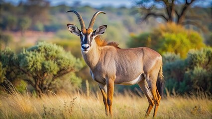 Naklejka premium Rare roan antelope in Mokala National Park, South Africa , Roan antelope, rare