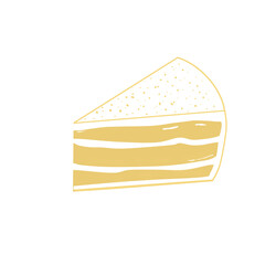 Doodle lemon velvet cake with white cream for your good time and mood cute illustration that can be used for sticker, book, scrapbook, icon, decorative, e.t.c with aesthetic yellow colorful color