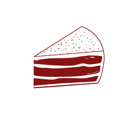 Doodle red velvet cake with white cream for your good time and mood cute illustration that can be used for sticker, book, scrapbook, icon, decorative, e.t.c with aesthetic red colorful color