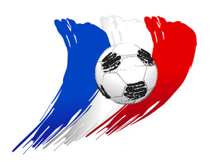 A soccer ball on the background of the French flag. 