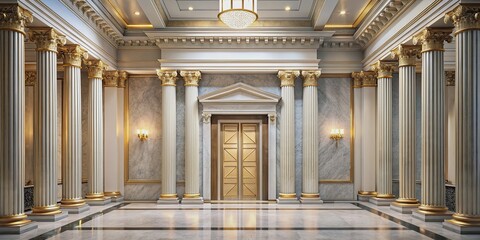 Neoclassical vestibule featuring marble columns and gilt edges, Neoclassical, vestibule, marble, columns, gilt