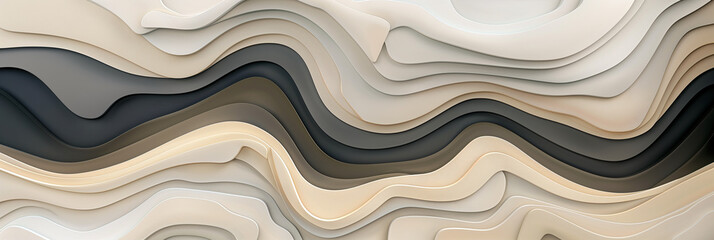 Abstract paper cut background forming topographic map contour lines