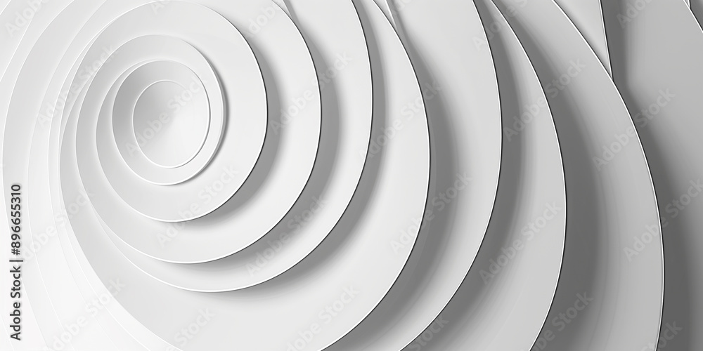 Poster White spiral background creating hypnotic effect with lines and shadows