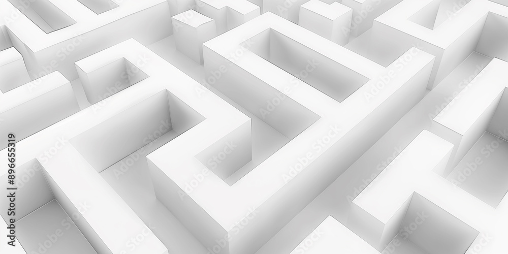 Poster complex white maze background illustrating difficulty