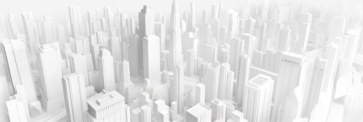 White abstract cityscape reaching for the sky