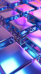 Abstract geometric blocks with neon colors and