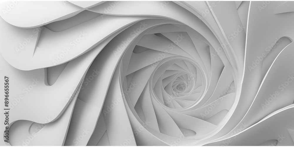 Poster White abstract swirl background creating tunnel effect