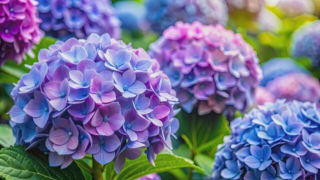 Close up of beautiful Aisha hydrangea flowers in full bloom, hydrangea, Aisha, variety, flowers, close up, bloom, pink, petals