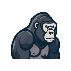 Happy cute cartoon style Gorilla character Vector illustration in flat color design on white background.