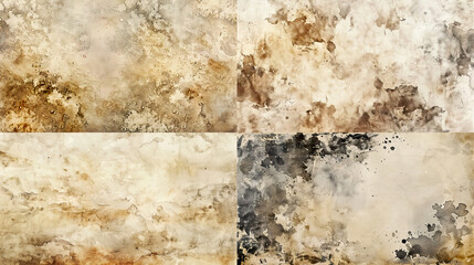 Watercolor mottled texture on vintage and aged paper, sepia tones, and faded edges 