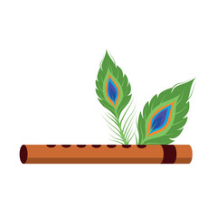 flute with peacock feathers
