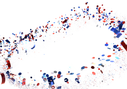 Confetti - American national colors. USA Presidents Day, American Labor day, Memorial Day, US election concept.