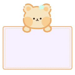 Cute label name tag with bear illustration