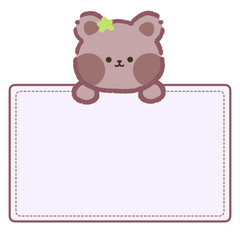 Cute label name tag with bear illustration