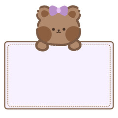 Cute label name tag with bear illustration