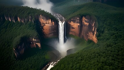 Aerial view of Angel Falls Generative AI