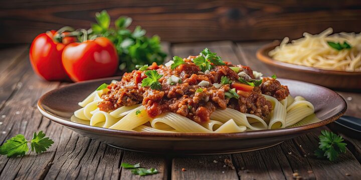Traditional Brazilian pasta dish topped with tomato sauce and ground meat, Macarronada, pasta, Brazilian cuisine