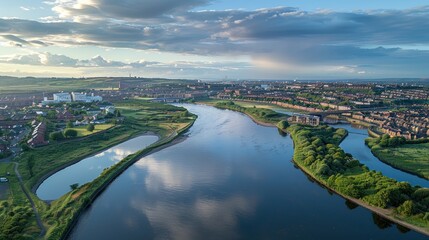 Fototapeta premium Aerial View of River Clyde in Glasgow, Scotland