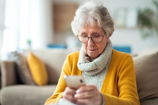 A tecnologia para todos: Senhora idosa interagindo com seu smartphone, mostrando que a idade n&atilde;o &eacute; barreira para aproveitar as vantagens do mundo digital