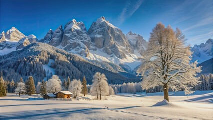 Snowcovered Dachstein Mountain Ramsau Austria