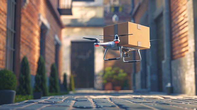 A Modern 3D Clipart Of A Drone Delivering A Package