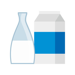 Bottle of milk and glass Illustration on a white background