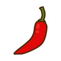 hand drawn Pepper chili spicy illustration on white