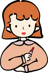 Simple Lined Woman Using Lipstick-01