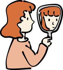 Simple Lined Woman's Reflection in the Mirror