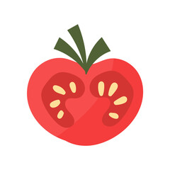 Tasty half tomato icon Flat illustration of tasty half tomato