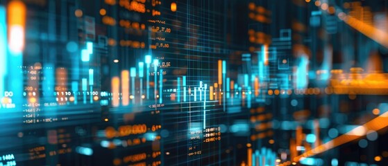Obraz premium Analyzing financial investment plan in relation to economic growth. Global network data banking analytics