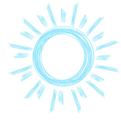 Doodle sun Line Marking or frame Illustration Doodle Highlights That Can Be Used For Sticker, Icon, Decorative, etc. | Marker with blue color