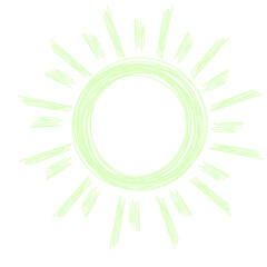 Doodle sun Line Marking or frame Illustration Doodle Highlights That Can Be Used For Sticker, Icon, Decorative, etc. | Marker with green color