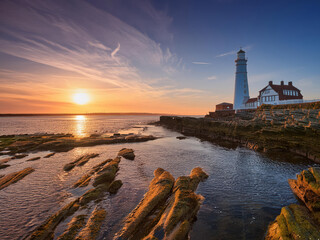 Fototapeta premium lighthouse at sunset