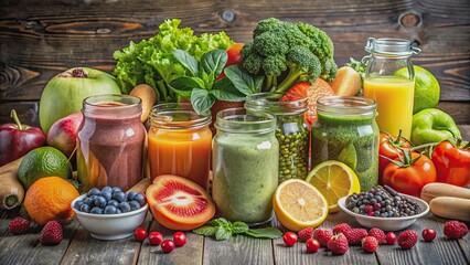 Fresh ingredients for smoothies, including a variety of fruits and vegetables ready to blend, smoothie, fresh
