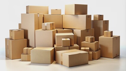 of various cardboard boxes with different shapes and sizes , packaging, shipping, storage, moving, cardboard, containers