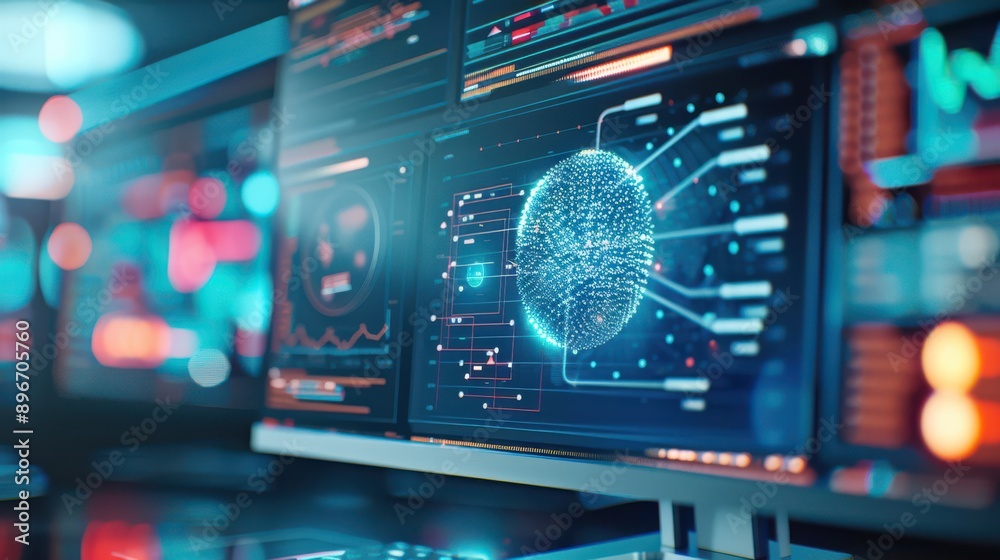 Poster spyware alert on a computer screen, malware, monitoring and unauthorized access